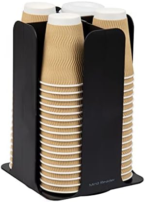 Mind Reader Cup and Lid Carousel, Countertop Org, Coffee Bar, Beverage Cup Holder, Plastic, 7.75"L x 7.75"W x 11.5"H, Black by MindReader