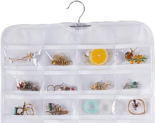 Bloss Hanging Jewelry Organizer With 80 Pockets Double-Side Dating Gifts Jewelry Storage Hanger For Accessories Jewelry Earring Holder Storage for Closet,Wall, Door, Travel-White - Image 2