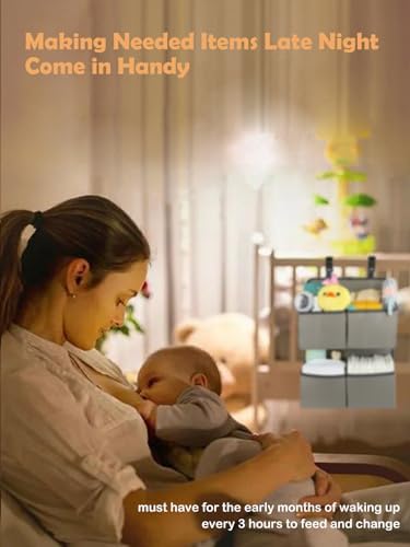 Hanging Diaper Organizer for Crib/Playpen/Bassinet/Playard – Hold 80+ Diapers - 4 Deep Pockets- Changing Table Diaper Holder Bag- Diaper Storage for Newborn Baby Essentials Stacker Caddy, Gray - Image 5