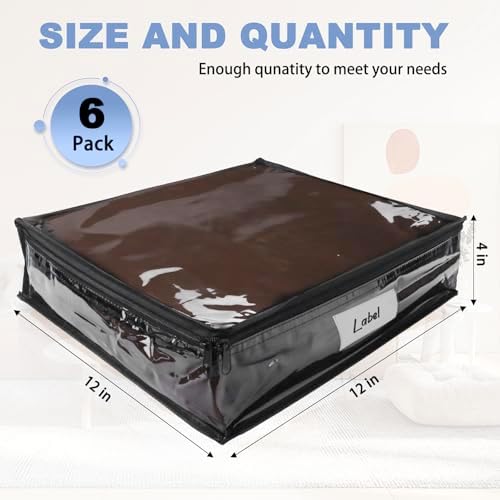 Clear Zippered Plastic Clothes Storage Bags, 6 Pack, Black - Image 2