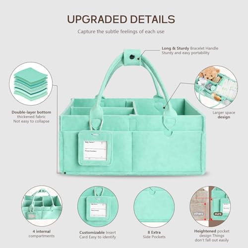 Diaper Caddy Organizer - Large Baby Caddy Organizer with Handle (Green) - Image 5
