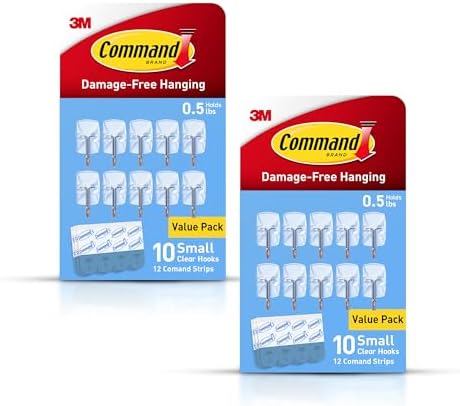 Command Small Clear Wire Toggle Hooks, 20 Wall Hook and 24 Strips, Damage-Free Hanging with Adhesive, Great for Hanging, Organization and Storage, Holds up to 0.5 lb by Command