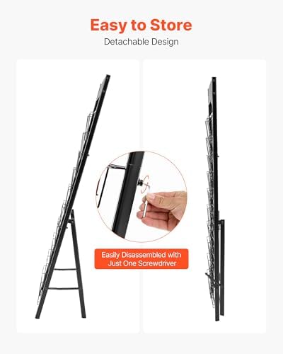 VEVOR Brochure Display Rack, 20 Pockets Magazine Literature Display Stand, Portable Floor Standing Magazine Rack, Metal Newspaper Catalog Holders for Shop, Exhibitions, Office, Trade Show, Black - Image 4