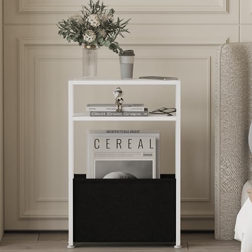 Leomonio Slim Side Table, Narrow End Table with Shelves - Image 6