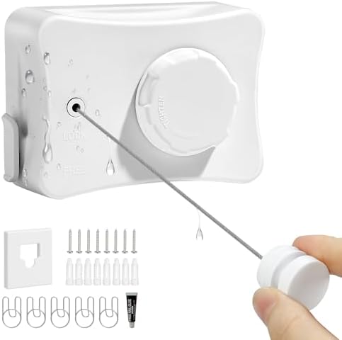 Retractable Clothesline 16.7 ft – Heavy-Duty 44 lb, Rust-Proof Stainless Steel, Wall-Mounted Indoor/Outdoor Laundry Line, Easy Install for Bathroom, Balcony & Apartment (White, Single Line) by HomeisnotjustaplaceIt%E2%80%99sthelittlemomentsyoucreateeveryday