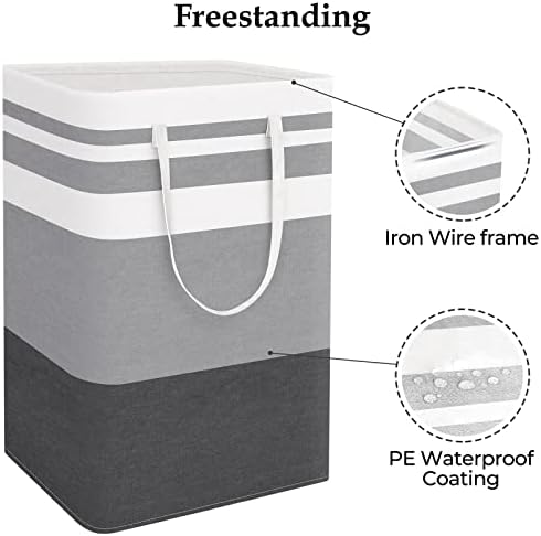 StorageRight Laundry Basket Hamper, 75L Collapsible Clothes Storage, Grey - Image 3