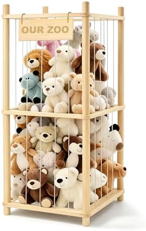 Stuffed Animal Storage, Wood Stuffed Animal Zoo Storage, Space Save Toy Organizer, Large Capacity Stuffed Animal Holder, Perfect for Nursery Playroom Kidroom Bedroom by Unknown