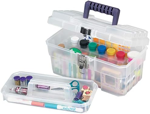 Akro-Mils 14-Inch Plastic Toolbox with Removable Tray, Steel Latch & Padlock Eye,Industrial-Grade Storage Box for Hobby Supplies, Crafts, & Tools, 14" x 8" x 8", Made in USA, Clear (09514) (Pack of 3) - Image 3
