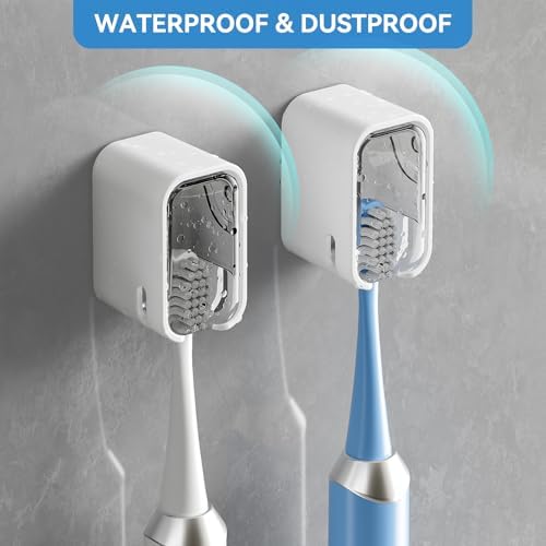 MOPMS Single Slot Toothbrush Holders Wall Mounted with Cover for Bathrooms - Image 2