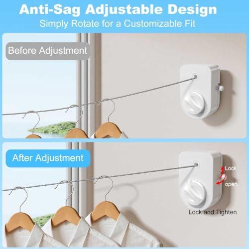 Retractable Clothesline 13.7FT, Heavy Duty Wall Mounted Laundry Line - Image 3