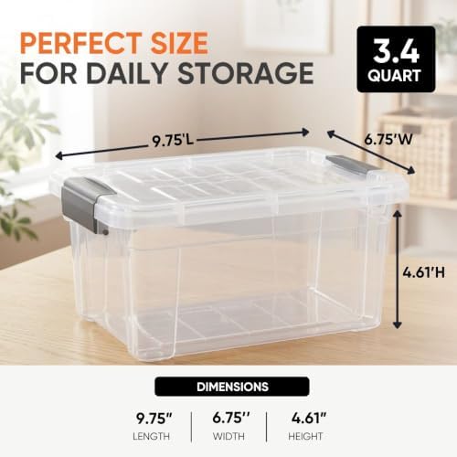 Superio 3.4 Quart Clear Plastic Storage Boxes with Lids, Stackable Organizer Containers, BPA-Free Storage Bins for Home, Office, School & Dorm, 3 Pack - Image 3