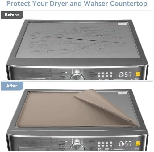 Garolue Washer and Dryer Covers for the Top, 23.6'' x 19.7'' Silicone Rubber Mat for Laudry Machine & Dryer,Non-slip Heavy Duty Waterproof Washable Top Protector Mat Pad for Laundry & Kitchen,Apricot - Image 4