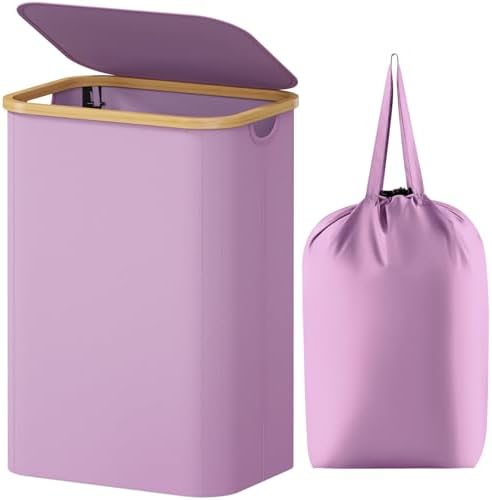 Lifewit 80L Large Laundry Basket with Lid, Removable Bags, Purple by Lifewit