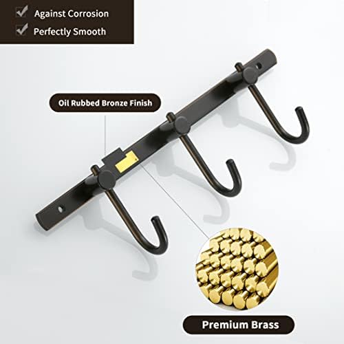 WINCASE Bronze Towel Hooks, Bathroom Rail Hook Rack Wall Mounted, Antique Oil Rubbed Brass Cloth Coat Rack with 3 Hooks Farmhouse - Image 7