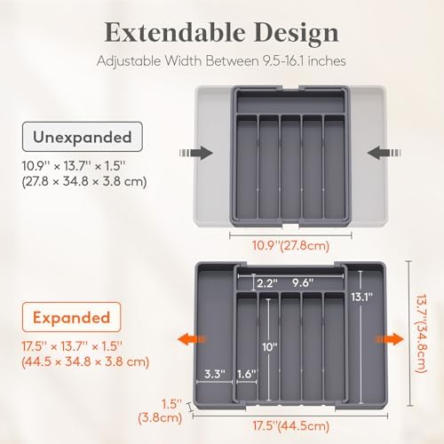 Lifewit Expandable Silverware Drawer Organizer, Kitchen Utensil Tray - Image 2
