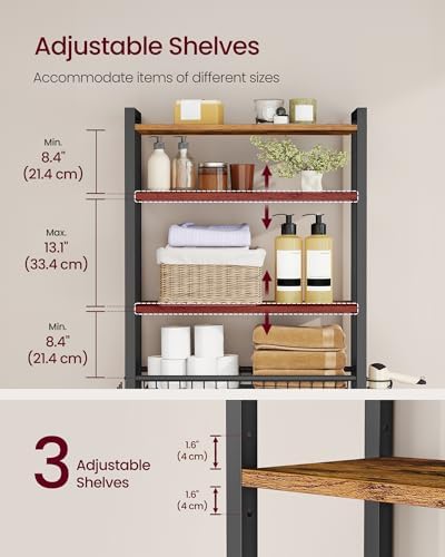 VASAGLE 4-Tier Over the Toilet Storage, Adjustable Shelves, Basket, 68.1''H - Image 2