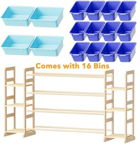 SpaceAid Toy Storage Organizer With 6 Shelves And 16 Bins, Modern Style Toy Organizers Storage Bookshelf For Kids Bedroom Playroom Organization Room Decor, Blue And Navy Blue - Image 7
