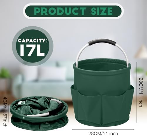 Cleaning Caddy for Cleaning Supplies,17L Cleaning Supply Caddy with Handle Foldable Cleaning Supplies Organizer Bucket Cleaning Products Organizers for Home, Garden (Grass Green) - Image 2