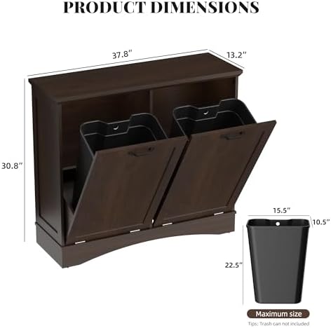 Double Tilt Out Trash Can Cabinet, Hidden Trash Can Cabinet - Image 4