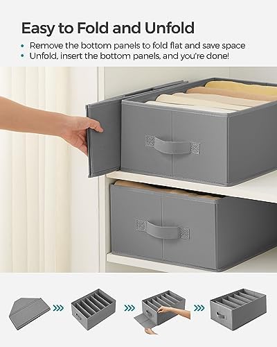 SONGMICS 4 Pack Drawer Clothes Organizers, Large Size 6-Compartment - Image 6