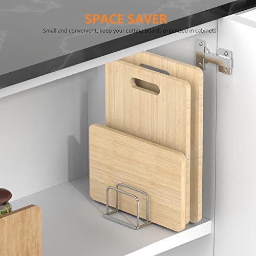 KORRTFID Cutting Board Organizer Stand Holder,304 Stainless Steel Chopping Board Holder,Pot Pan Lid Holder Rack kitchen Shelf Bakeware,Cookie Sheets Organizer (1.0 Inch Width Slots) - Image 6