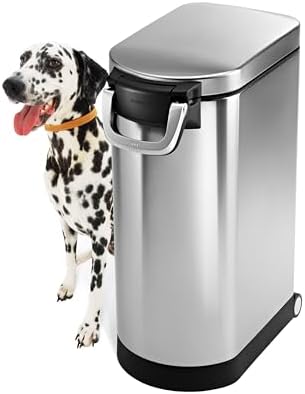 simplehuman 35 Liter, 40 lb / 18.1 kg X-Large Pet Food Storage Container for Dog Food, Cat Food, and Bird Feed, Brushed Stainless Steel by Unknown