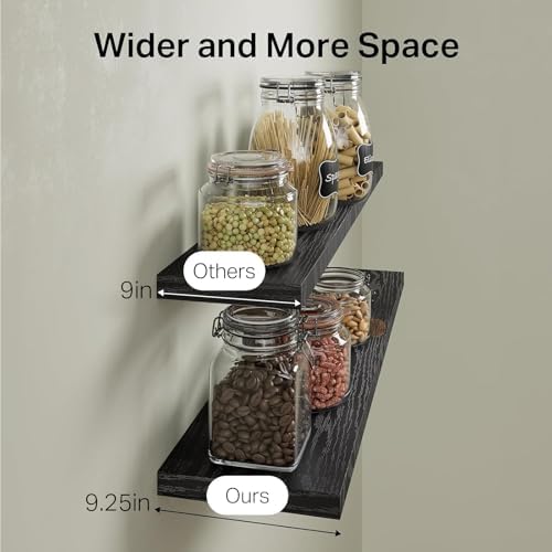 BAYKA Black Floating Shelves 35.4in, Set of 3, Wall Mounted for Wall Decor - Image 5