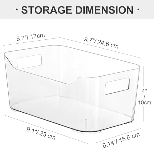 Heyuzb 8 Pack Plastic Organizer Bins and 20 Pcs Freezer Bags Multi-Use Pantry Organizers and Storage Clear Storage Bins for Organizing Kitchen, Fridge, Cabinet and Shelf - Image 5
