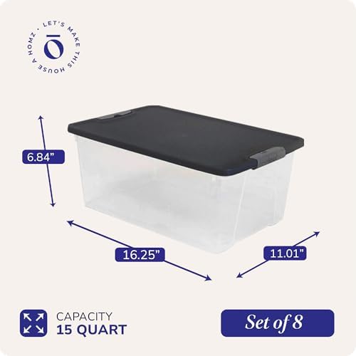 HOMZ Snaplock, Small Clear Plastic Storage Organizer Bins with Lids, 8 Pack - Image 4