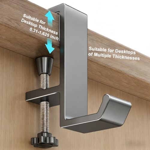 Headphone Stand - Aluminum Alloy Headphone Holder, Under Headset Stand for Desk Fit for PC Gaming Headset Hanger Hook Suitable for Office, Computer, Student Class Desk, Handmade Creator Table (Grey) - Image 4