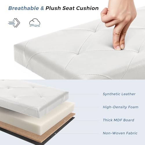 DUMOS 30 Inch Foldable Storage Ottoman Bench, Large Ottoman with Storage - Image 4