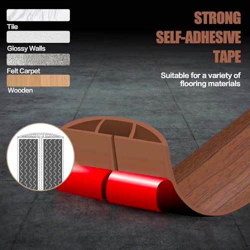 Floor Cord Cover Self Adhesive Cord Hider,3.3FT Cable Management, Extension Strip Protector for Wires, Prevent Cable Trips for Offices, Gyms, Exhibitions Cavity:0.39"(W) x0.27(H) Wood Red Teak - Image 4