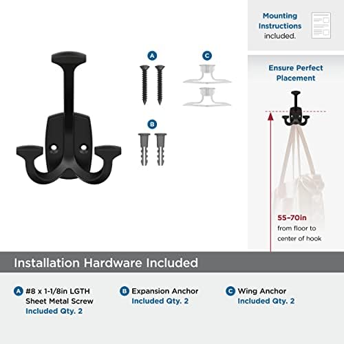 Amerock Vicinity Triple Prong Matte Black Wall-Mounted Hook - Image 5