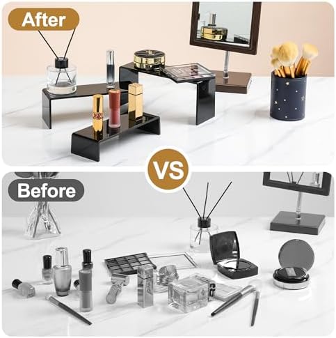 ANDGOO 6 Pcs Acrylic Display Risers, 2 Set(7.9”L-8.3”L-8.7”L), Black - Image 5
