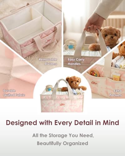 Diaper Caddy Organizer – Portable Nursery Storage with Removable Divider - Image 5