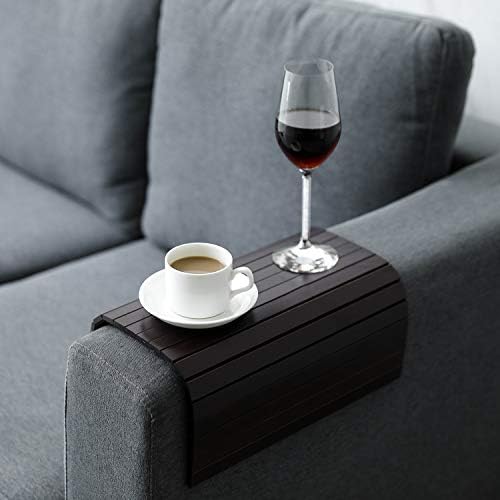 GEHE Sofa Arm Tray Table Flexible/Foldable Couch Arm Tray Armrest Table Perfect for Drink Snacks Great Arm Table for Couch Armrest (16.5" L x 13.25" W x 0.4" H, Mahogany) by GEHE