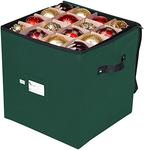 Christmas Ornament Storage Box, 4 Individual Trays Xmas Storage Container, Fits 64 Ornaments Decoration Balls, Constructed of Durable 600D Oxford Material (Green) - Image 5