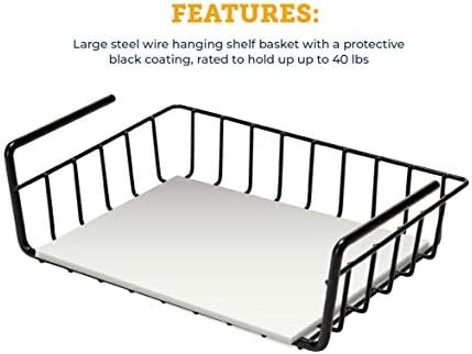 SnapSafe Hanging Shelf Document Basket, 76012 - Coated Wire Basket Maximizes Storage for Documents, Gun Accessories, & Ammo - Easy Access Under Shelf Storage for Gun Safes - Holds Up to 40 Pounds - Image 6