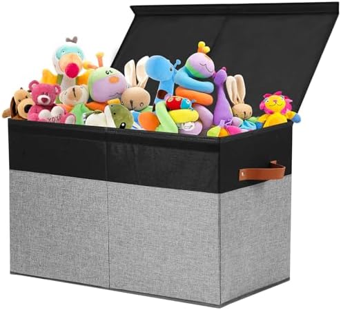 Large Toy Storage Box with Lid, Toy Chest Bin Boxes Basket with Dividers by Gowee