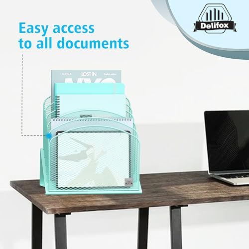 Delifox Inclined Desk File Organizer, Vertical File Folder Holder Stand - Image 5