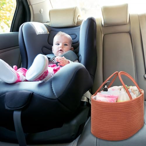 COMSE Baby Diaper Caddy Organizer with Handles, Cotton Rope, Autumn Glaze - Image 4