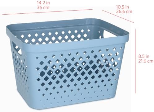 Glad Plastic Storage Basket Set, Value Pack of 6 | Open Storage Bins for Shelves, Bathroom, Pantry, Closet | Nesting Organizer Boxes with Handles, 4 Gallon, Marina Blue - Image 5