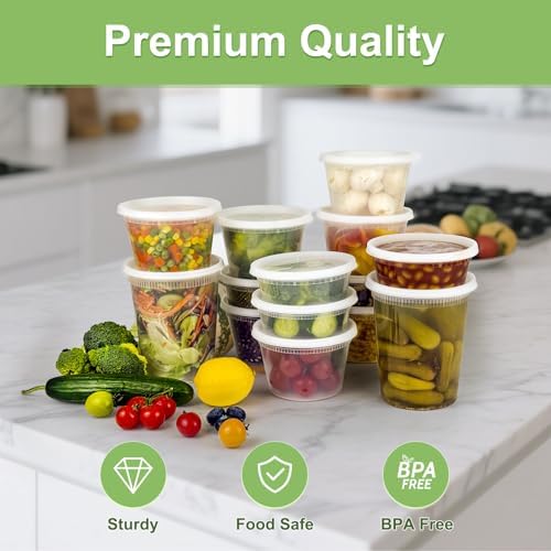 60 Sets (120-Piece) Deli Containers with Lids, 32/16/8 oz X 20 Set Each - Image 3