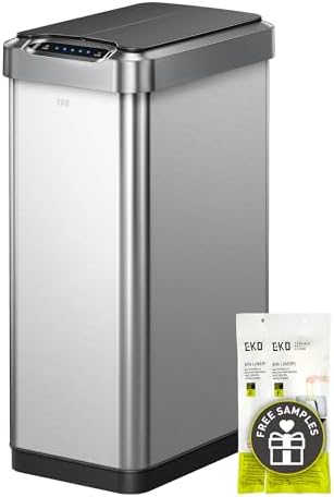 EKO Phantom-T 50 Liter / 13.2 Gallon Vertical Motion Sensor Trash Can or Recycling Bin, Brushed Stainless Steel Finish by Unknown