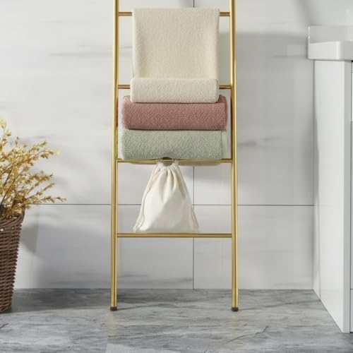 6-Tier Blanket Ladder 68 Inch Wall-Leaning Towel Rack for Living Room and Bedroom, Easy Assembly - Gold - Image 5