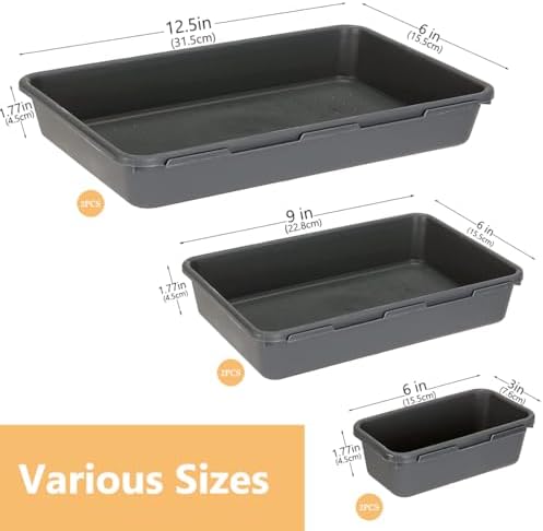 6 PCS Plastic Drawer Organizer Bins,3 Sizes Makeup Drawer Organizers Set - Image 2