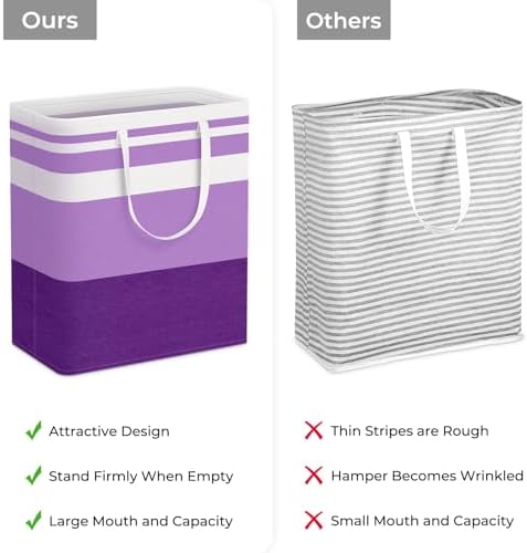 HomeHacks 2 Pack Laundry Baskets, Laundry Hampers Bags (Purple 100Lx2) - Image 3