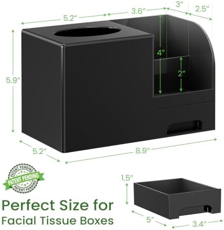 Plastic Square Tissue Box Cover, Multi-Functional Tissue Holder, Black - Image 3