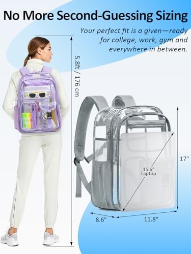 Clear Backpack for School, 17" Heavy Duty Double-Layer Clear Bookbag - Image 3