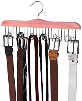 TOPIA HANGER American Red Cedar Wood Belt Hanger, Belt Organizer Rack with 12 Metal Hooks,Closet Organizer for Tank Tops, Ties, Scarves, Neckties (1-Pack) CT13B - Image 6